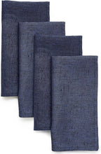 Solino Home Linen Cloth Napkins Set of 4-100% Pure Linen Chambray Navy Dinner Napkins 20 x 20 Inch for Winter, New Year - Athena, Handcrafted and Machine Washable