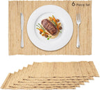 Handmade Ramie Placemats Set of 6, 12"x18" Eco-Friendly Natural Woven Table Mats for Dining Table, Heat-Resistant & Washable Natural Fiber Placemats for Kitchen, Farmhouse, Boho & Home Decor