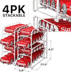 Simple Houseware Soda Can Organizer Stackable Rack Dispenser for Pantry/Refrigerator, White, 4 Pack