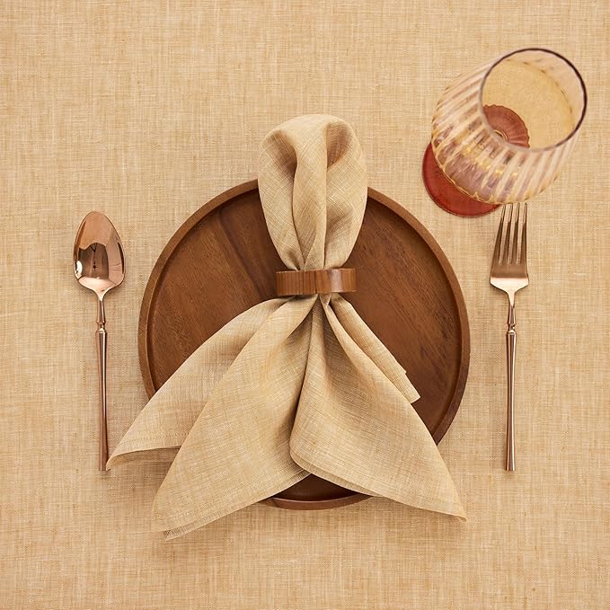 Solino Home Linen Cloth Napkins Set of 4-100% Pure Linen Golden Nugget Dinner Napkins 20 x 20 Inch - Athena, Handcrafted and Machine Washable