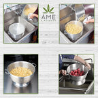 (12-QT) Aluminum Colander with Handles and Base Heavy Duty Commercial Grade