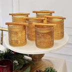 Kate Aspen Beaded Amber Drinking Glasses Set of 6-10 oz Vintage Glassware Set Jupiter Glasses, Cocktail Glass Set, Juice Glass, Water Cups Hostess Gift, Present, Gift for Newlyweds