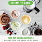 GreenLife Ceramic Electric Milk Frother, 10oz, 4-in-1, Auto Hot and Cold Foam, Dense and Light Foam, PFAS Free, Cordless Milk Warmer and Steamer for Latte, Coffee, Black
