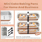NPLUX 50 PACK Mini Cake Pans with Lids and Spoons, Rectangular Aluminum Foil Bread Pan, Mini Loaf Pans and Food Containers with Lids(Champagne, 6.8oz)
