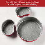 Farberware Disney Bake with Mickey Mouse Nonstick Bakeware Cake Pans, Baking Sheet, and Loaf/Meatloaf Pan, 6 Piece Non Stick Bakeware Set - Red