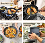 T-fal Ingenio Essentials Cookware Set with Detachable/Removable Handle 11 Piece, Granite Titanium Non Stick, Oven Broiler Safe 500F, Stackable, Pots and Pans Set, Frying Pans, Dishwasher Safe, Gray