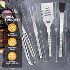Papa Gifts from Grandkids, Gifts for Papa Christmas, Grilling Accessories, Heavy Duty Stainless Steel Grill Set BBQ Grill Tools for Outdoor Grill with Aluminum Case, Camping Grill Utensils Set
