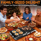 Baker's Friend 4-slice Panini Press Grill Cheese Sandwich Maker, Electric Grill Indoor with Temperature Setting, Opens 180 Degrees, Dual Non-stick Surfaces, 4-circle Silicone Mold, Reversible Plates