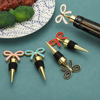 uxcell 2 Pcs Bow Wine Stopper, Reusable Wine Stoppers Airtight Leak-proof Bottle Plugs Liquor Saver Beer Beverage Glass Bottles Stopper for Bar Holiday Party Home Decor, Gold-Black