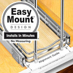 LYNK PROFESSIONAL® Élite™ Pull Out Spice Rack Organizer for Inside Kitchen Cabinets - 6" x 21" - Slide Out Drawer – Wood/Chrome Sliding Spice Organization for cabinet - Spice Racks - 2 Tier