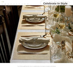 Leetaltree Luxury Gold Sequin Placemats Set of 6 - Waterproof Washable for Wedding, Anniversary, Daily Use - Sparkling Table Decor - Hand-Cut