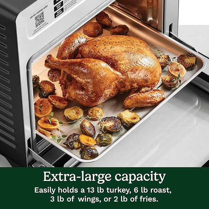 Cuisinart 15-in-1 Extra-Large Digital Air Fryer Oven with 9"x13" 2-in-1 Pan, Air Fry 4 Lbs of Wings, Cook a 13 Lb Turkey or 5+ Lb Chicken, Toast 9 Slices of Bread, and Bake a 13" Pizza, TOA-112