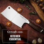 Cutluxe Meat Cleaver Knife – Ultra Sharp 7" Meat Cleaver, Butcher Knife, High Carbon Stainless Steel Blade, Full Tang Pakkawood Handle – Shinobi Series