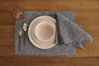 Solino Home Linen Cloth Napkins Set of 4-100% Pure Linen Chambray Black Dinner Napkins 20 x 20 Inch for Winter, Holiday, New Year - Athena, Handcrafted and Machine Washable
