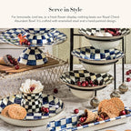 MACKENZIE-CHILDS Enamel Abundant Bowl, Decorative or Serving Bowl, 13-Cup Capacity, Blue-and-White Royal Check