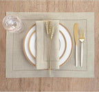 Solino Home Natural Linen Napkins Set of 4-100% Pure Linen Hemstitch Dinner Napkins 20 x 20 Inch for Holiday, New Year - Classic Hemstitch