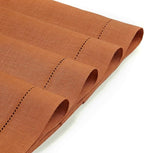 D'Moksha Homes Rust Linen Placemats Set of 4 - Classic Hemstitch Placemats 14 x 19 Inch - 100% Pure Linen Table Mats for Winter, Holiday, New Year - Handcrafted and Machine Washable