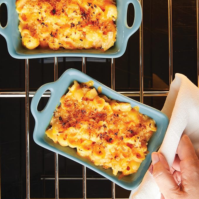 Rachael Ray Ceramics Au Gratin Set, Rectangular, Two 12-ounce, Agave Blue