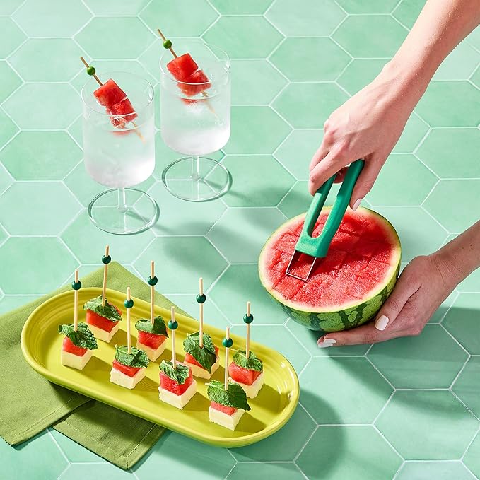 Chef'n Watermelon Scooper and Slicer - 2-in-1 Fruit Scooping Tool and Melon Baller Set for Quick Watermelon Cubes, Fruit Prep, and Summer Snacking - Nesting Kitchen Essentials