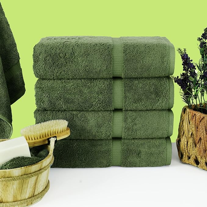 Chakir Turkish Linens | Hotel & Spa Quality 100% Cotton Premium Turkish Towels | Soft & Absorbent (4-Piece Bath Towels, Moss)