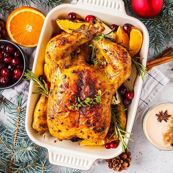 Royalcraft Roaster Oven with Self-Basting Lid, 18qt Electric Roaster with Removable Pan & Rack, Turkey Roaster Oven with Defrost & Warm Function, Stainless Steel, Black