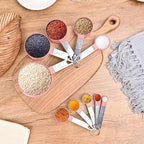 Measuring Cups and Spoons Set, 10 Pieces Nesting Measure Tools, Kitchen Essentials Gadgets with Stainless Steel Handle for Dry & Liquid Ingredient, Pink