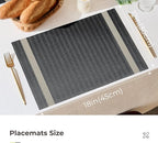 Leetaltree Luxury Black Placemats with Gold Stripes Placemats Set of 4 - Waterproof Washable for Wedding, Anniversary, Daily Use - Sparkling Table Decor - Hand-Cut