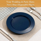 Goodluck 100PCS Navy Blue Plastic Plates, 10.25 Inch Dinner Plate Heavy Duty Disposable Plastic Plates for 100 Guests Party, Wedding, Birthday & Daily Use and New Year Events