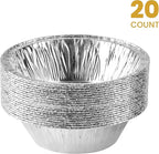 PLASTICPRO 6'' Inch Round Tin Foil Cake Pans Disposable Aluminum, Freezer & Oven Safe - For Baking, Cooking, Storage, Roasting, & Reheating, Pack of 20