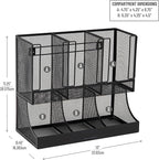 Mind Reader Multipurpose Countertop Organizer, Office Breakrooms, Cup and Condiment Station, Metal Mesh, Black