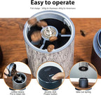 CERA+ Portable Coffee Bean Grinder,Electric Coffee Grinder,Coffee Grinder with 90 Precise Grind Setting,Auto‑Stop & One-Button,Burr Coffee Bean for Espresso,Pour-Over, French Press Moka, with Bag