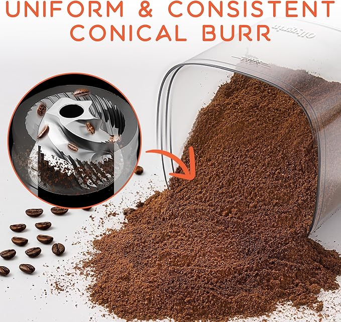 Ollygrin Coffee Grinder Electric, Conical Burr Coffee Bean Grinder with 30 Grind Settings