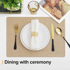 Homaxy Cloths Placemats for Dining Table Set of 6, Heat Resistant Washable Cotton Linen Blend Table Mats, Easy to Clean Place Mats for Indoor Outdoor Party Kitchen Decoration, 13" x 19", Flaxen
