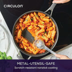 Circulon A1 Series with ScratchDefense Nonstick Induction Cookware, Large Saute Pan with Lid, Nonstick Pan, 5-Quart, Graphite