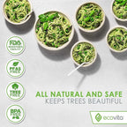 Ecovita 100% Compostable Paper Bowls [32 oz.] – 150 Disposable Bowls Eco Friendly Sturdy Tree Free Liquid and Heat Resistant Alternative to Plastic or Paper Bowls