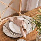 Placemats Set of 6 Oval – Woven Boho Farmhouse Table Mats for Dining Table for 6, Kitchen Decor, Washable and Handmade Rustic Table Accessories (16 * 12, Taupe Mix)