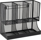 Mind Reader Multipurpose Countertop Organizer, Office Breakrooms, Cup and Condiment Station, Metal Mesh, Black