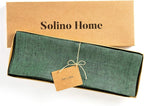Solino Home Linen Square Placemats Set of 4 - Forest Green Placemats 14 x 14 Inch - 100% Pure Linen Table Mats for Winter, New Year - Athena