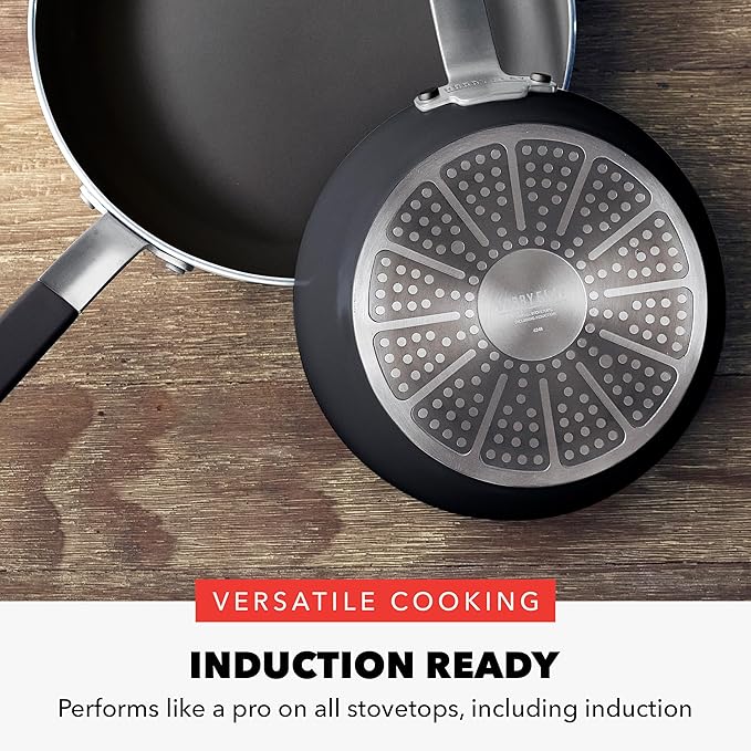 GreenPan x Bobby Flay 2.5QT Nonstick Saucepan with Glass Lid, PFAS-Free Diamond Ceramic, Induction Suitable, Stay-Cool Silicone Handle, Easy Clean Dishwasher & Oven Safe, Chef Pan, Black