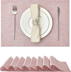 Leetaltree Luxury Pink Iridescent Placemats Set of 8 - Waterproof Washable for Wedding, Anniversary, Festive and Daily Use - Sparkling Table Mats Table Decor - Hand-Cut