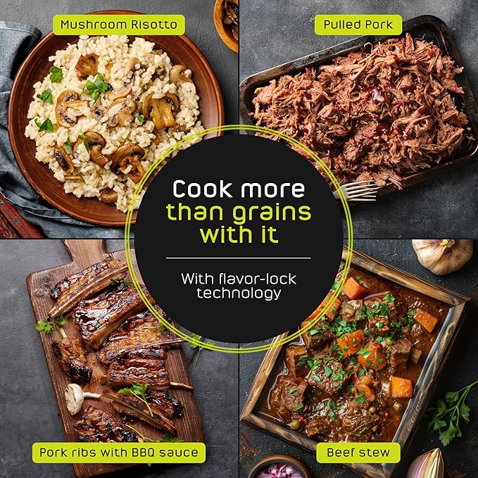 Universal (6.3 Qt/6 Liter) Silver Express Pressure Cooker + Extra Glass Lid, (15 PSI/100 kPa) with Easy Opening System, Ultra Safe Stainless Steel Pressure Cooker