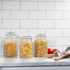 4pc Vintage Glass Canister Set with Airtight Lids - For Kitchen Food Storage and Organization