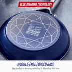 Blue Diamond 9.5” and 11" Frying Pan Skillet Set, Diamond Infused PFAS & PFOA-Free Ceramic Nonstick Pots & Pans, Durable Non Toxic Metal Utensil Safe & Scratch Resistant, Dishwasher & Oven Safe, Blue