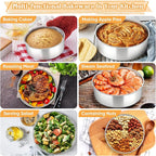 P&P CHEF 6 + 8 + 9.5 Inch Cake Pans Set, Round Baking Pan Stainless Steel Layer Birthday Wedding Cake Oven Pans, Non Toxic & Heavy Duty, Deep Side & Mirror Finish, Dishwasher Safe, (3Pcs)