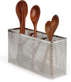 LENITH Kitchen Utensil Chopsticks Perforated Holder with Hooks - 304 Stainless Steel Storage for Organizer Dishwasher Safe (Large Rectangle)