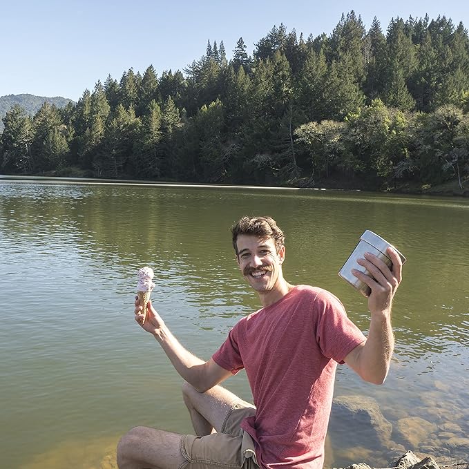 Vacuum Insulated Ice Cream Pint Cooler Keeps Ice Cream Frozen for hours enjoy ice cream anywhere (Coconut White)