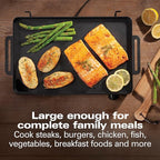 Hamilton Beach Professional Cast Iron Indoor Electric Grill & Griddle, 10" x 16" Preseasoned Cooking Surface, Adjustable Temperature up to 450° F, Black (38560)