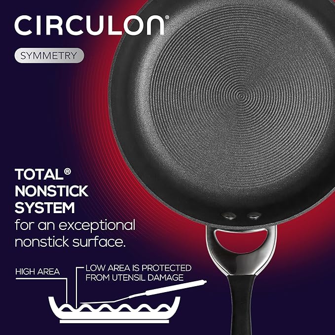 Circulon Symmetry Hard Anodized Nonstick Induction Frying Pan, 8.5-Inch Fry Pan, Black