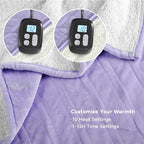 Electric Heated Blanket King Size - 90"x100", Soft Flannel Heating Blanket, 10 Heating Levels, 1-12 H Auto Shut Off, Breathable Warm and Washable for Bed, Light Purple