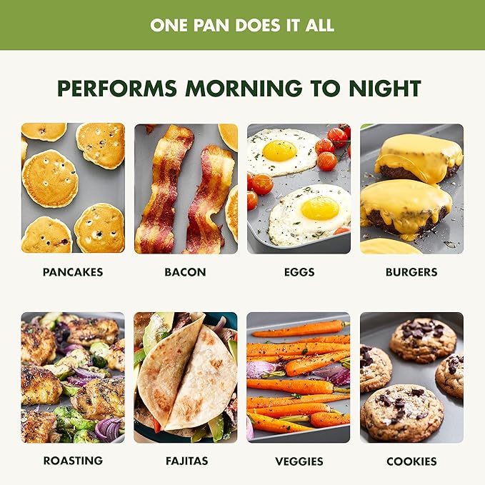 GreenPan Valencia Pro Ceramic Nonstick 18" x 11" Double Burner Griddle Pan, Hard Anodized PFAS-Free, Induction Ready Cookware, Compatible on All Cooktops, Dishwasher Safe, Oven Safe to 600F, Gray